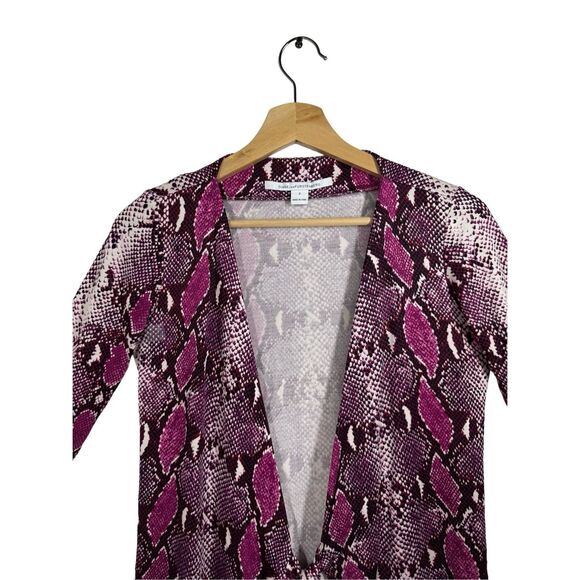 Diane Von Furstenberg Purple Snakeskin Print New Julian Two Wrap Dress Size 8 - Picture 2 of 12
